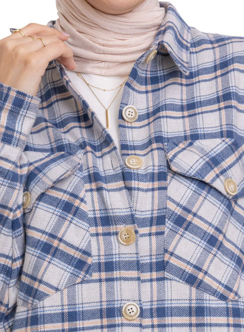Checkered 1 Pocket Over - Size Shirt - Khotwh